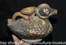 6.8" Old Chinese Tang sancai Porcelain Dynasty Palace duck quack-quack Wine Pot