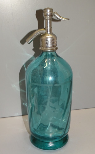 Ancien siphon verre - -ancien, bleu