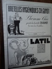 LATIL + bretelles GUYOT+ ODEOLA + DUPONT publicité papier ILLUSTRATION 1926