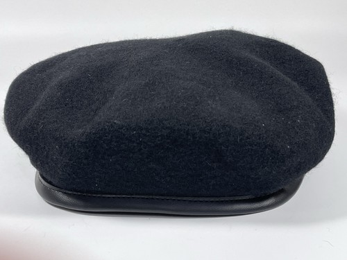 Beret cap wool black - wool, size