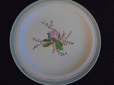 Blue Ridge Pottery Waterlily Dinner Plate Hand Painted Pink Flower Green Edge