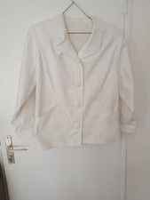 Veste Blanche Claude Havrey Paris m. longues T 42/44 73 % polyester 27 % coton