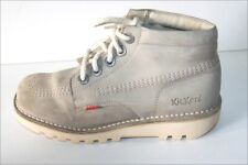 KICKERS  Bottines Boots Croûte de Cuir Gris Clair T 36 TBE