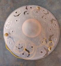 GRANDE VASQUE VERRE PRESSE MOULE DEGUE MOTIF FLORAL ART DECO