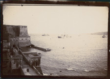 Italie, Naples, Castel dell'Ovo et la baie devant, ca.1900, Vintage citrate