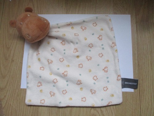 Doudou plat carré hippopotame - carré,