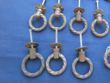 7 anneaux torsadés poignées rosaces fer occasion année 70 meuble tiroirs 3,7 cm