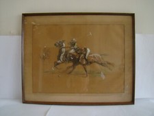 Lithographie de E pechaubes, chevaux et joueurs de polo  #1546#