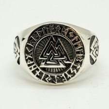 Bague En Argent 925 Odin Viking Valknut Rune Nordique Thor Nœud Celtique Pagan