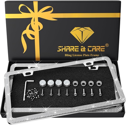 Share care bling license plate - bling,