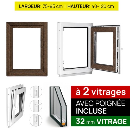 Fenêtre pvc acajou double - pvc,