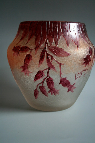Ancien vase verre gravé - verre,