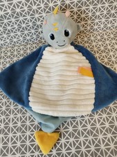 Doudou dragon Léon bleu blanc