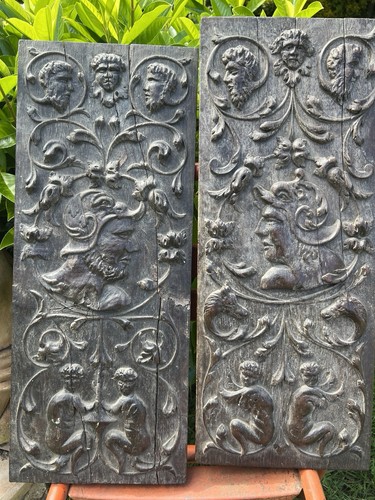 Paire panneau bois sculpté - de,