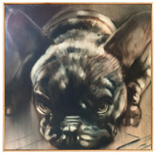 HST RARE PEINTURE PORTRAIT DE BOULEDOGUE FRANCAIS SIGNEE (1)