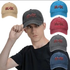 Casquette AC DC Style Usé Vintage  Aéré Chapeau Reglable Musique Rock Été Plage