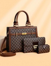 3X Sac Simili Cuir Marron Vintage + Pochette - Ensemble 3 Pièces Sac De Soirée