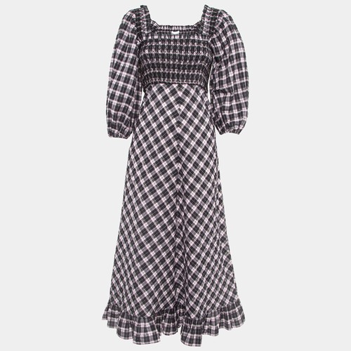 Robe maxi seersucker - , smockée