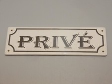-ANCIENNE PETITE PLAQUE PORCELAINE BLANCHE PRIVE privé  Déco Porte    D