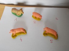 4 petits animaux ANCIENS de CRÈCHE  terre cuite vendu unité 3 cochons 1 bœuf