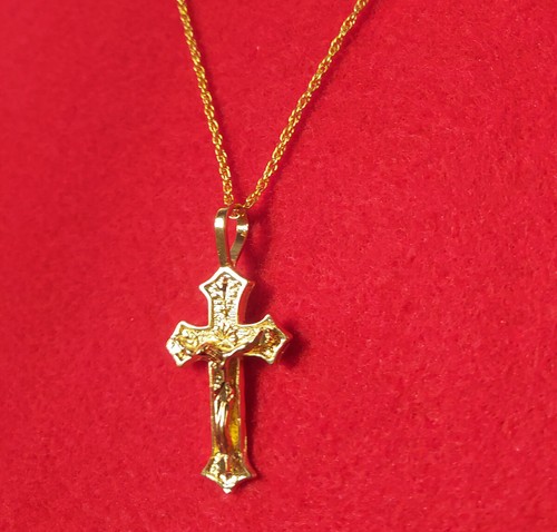14kt plaqué croix - plaqué, or
