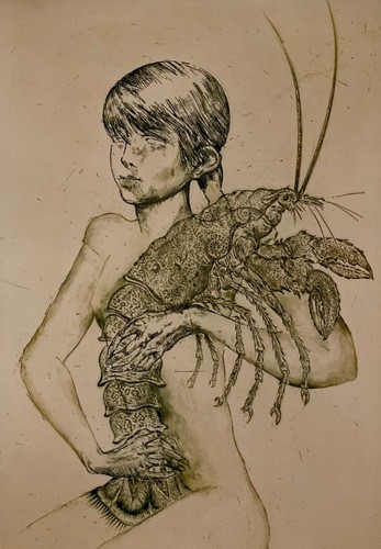 Grande gravure homard - grande, nu