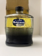 Bouteille 1litre / Niveau Moyen D’Encre Waterman Bleu-Noir Jif Paris Ancien
