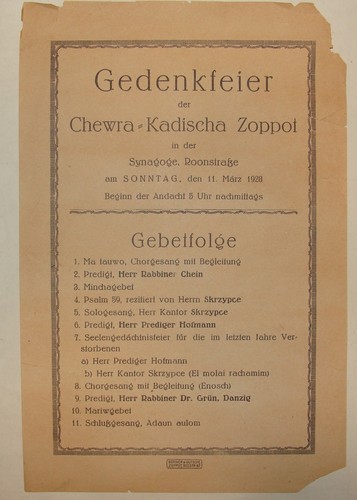 Jewish judaica 1928 zoppot - jewish,