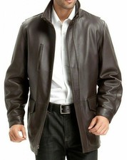 Manteau homme en cuir marron