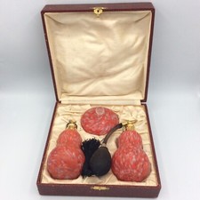 Garniture de toilette en verre soufflé moucheté coloré de Clichy Art Déco