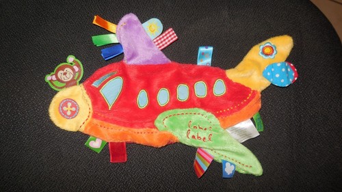103 doudou plat avion rouge - doudou,