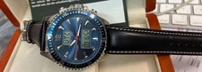 Montre Moderne Homme en Acier Inoxydable Pilote Heure Mondiale Bleue