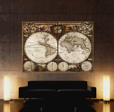 Carte Du Monde Antique Abstrait 2 Toile Photo Sur Canapé Braun Noir XXL Murale