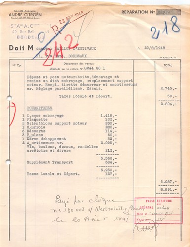 1948 facture andre - ,