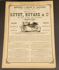 1890 Guyot Huyard Cie Hippomobile, Calèches Voiture Paris. Pub Ancienne Carriage