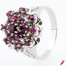 Bague Classique 14K Or Blanc 17 Rubis - Valeur 1.800€