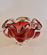 Coupelle en cristal de Bohême rouge – vintage soufflé main –(République Tchèque)