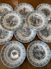 10 Assiettes Ancienne Sarreguemines Digoin Mois de l’année - Signe Zodiaque vert