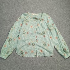 Odd Molly Blouse Taille 1 - S Vert Coton Tissé Floral Boutonné Top Shirt Small