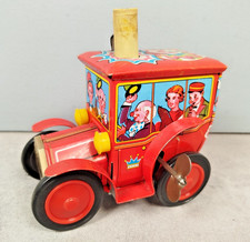 VOITURE de CIRQUE Circus Jouet Mecanique AUTOMATE Anime Tole 1950's Ancien E24