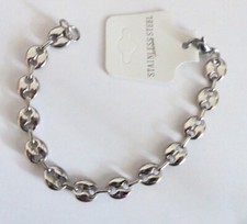Bracelet maille fantaisie en Acier Inoxydable Grain de café argenté 1 cm