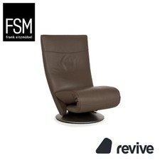 FSM Evolo Fauteuil En Cuir Marron Brun Gris Fonction Électrique