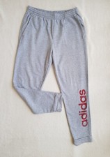 Pantalon jogging coton homme Adidas gris, écriteau rouge bordeaux, poches. XL