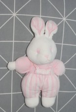 DOUDOU LAPIN ROSE BLANC RAYE