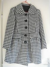 MANTEAU PIED DE POULE LARGE COL/ POCHE REVERS  GROS BOUTONS NOIRS T 38/40