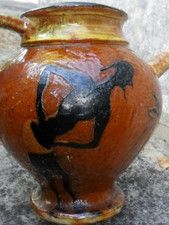 gargoulette chevrette terre cuite vernissée Catalane , pichet dlg S. DALI