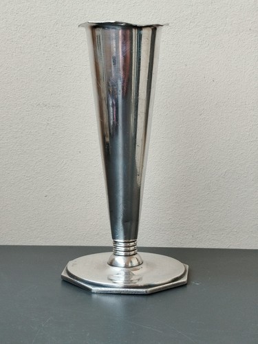 Vase trompette métal argenté - vase,