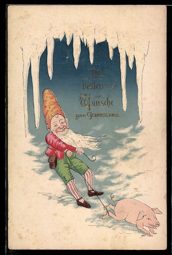 Carte postale gaufrée nain