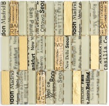 Mosaïque translucide rectangle verre pierre emperador or mur 87-29_f |10 plaques