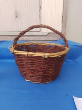 Panier En Osier Et Rotin Rond Armature Métallique ø: 32 Cm Hauteur Avec Anse: 27